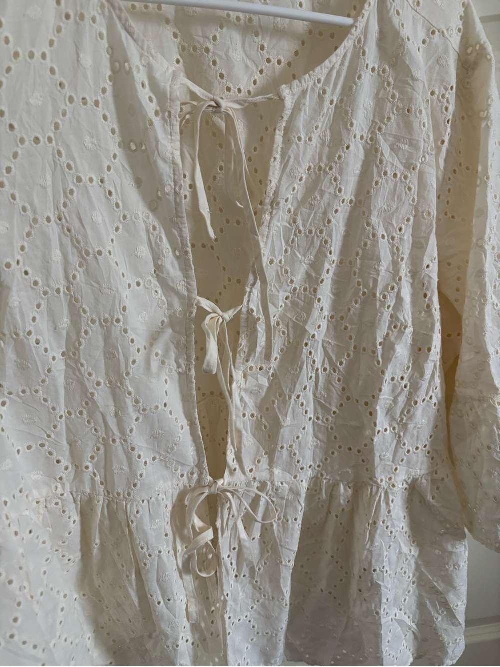 torrid Cream Eyelet Tie-Front Peplum Cover-Up - Picture 5 of 8